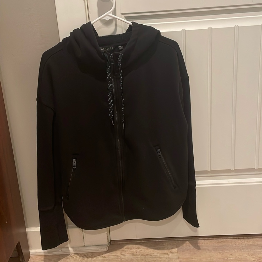Athleta fleece-lined full zip hoodie.  Size Petite Medium.